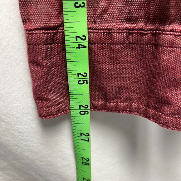 Rock & Republic Burgundy Button Up Long Sleeve Chambray Shirt Zip Pockets Size L - Picture 9 of 12